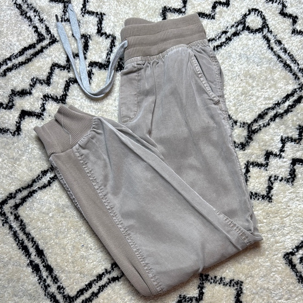 Aerie Tan Track Pants with Relaxed Fit and Soft Fabric